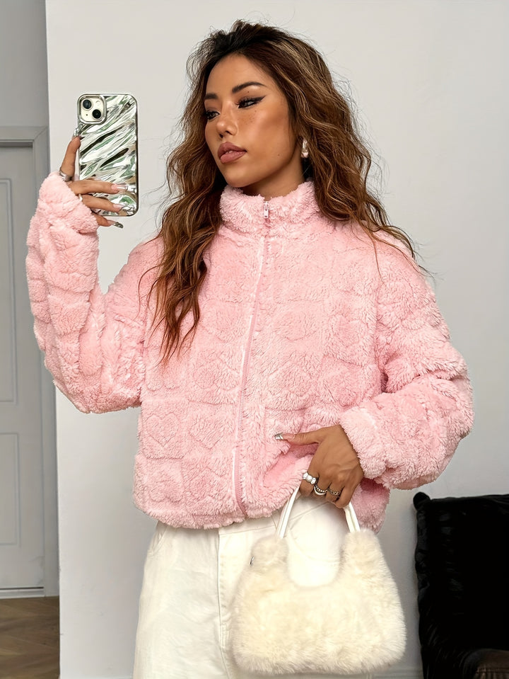 Pink Full Sleeve Fur Jacket