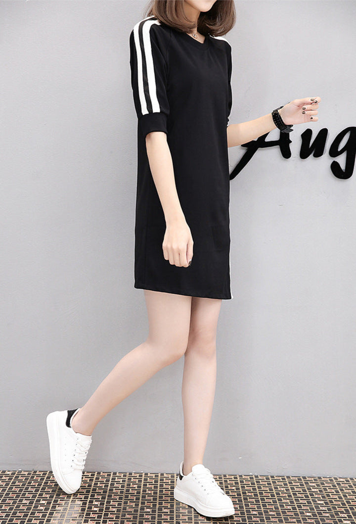 Black Side Stripe Tshirt Dress