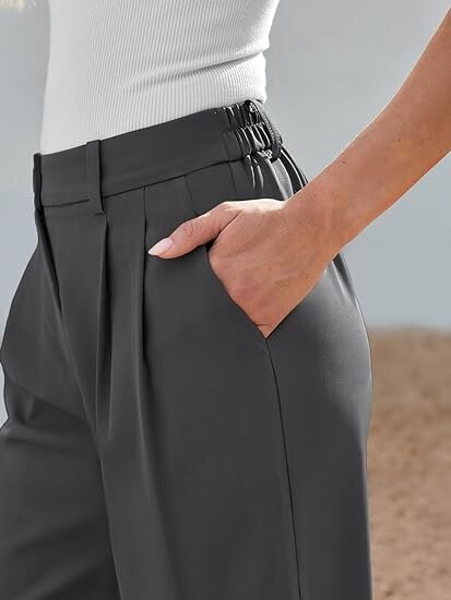 Charcoal Wide Leg Pleated Pants