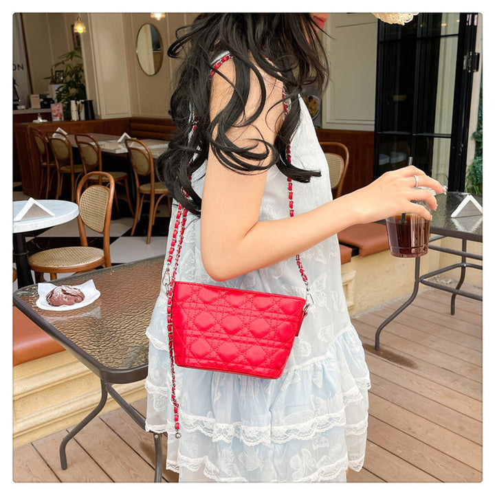 Red Mini Quilted Chain Handbag