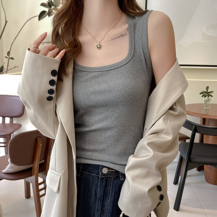 Grey Scoop Neck  Tank Top