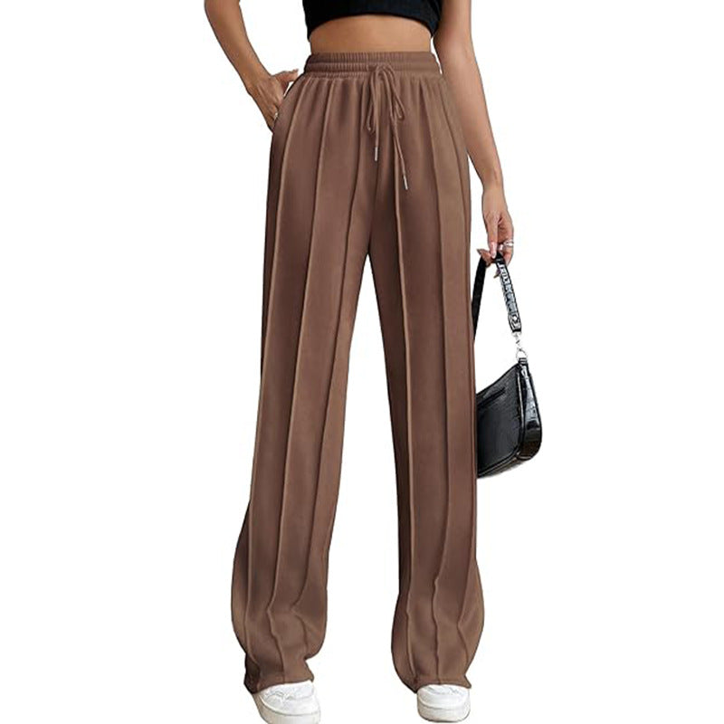Brown Elasticated Regular Fit Drawstring Joggers