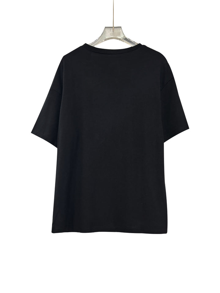 Black Short Sleeve Floral Embroidered Top