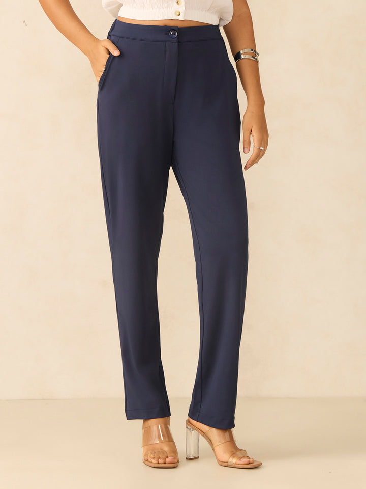 Navy Blue Ankle Length Trousers