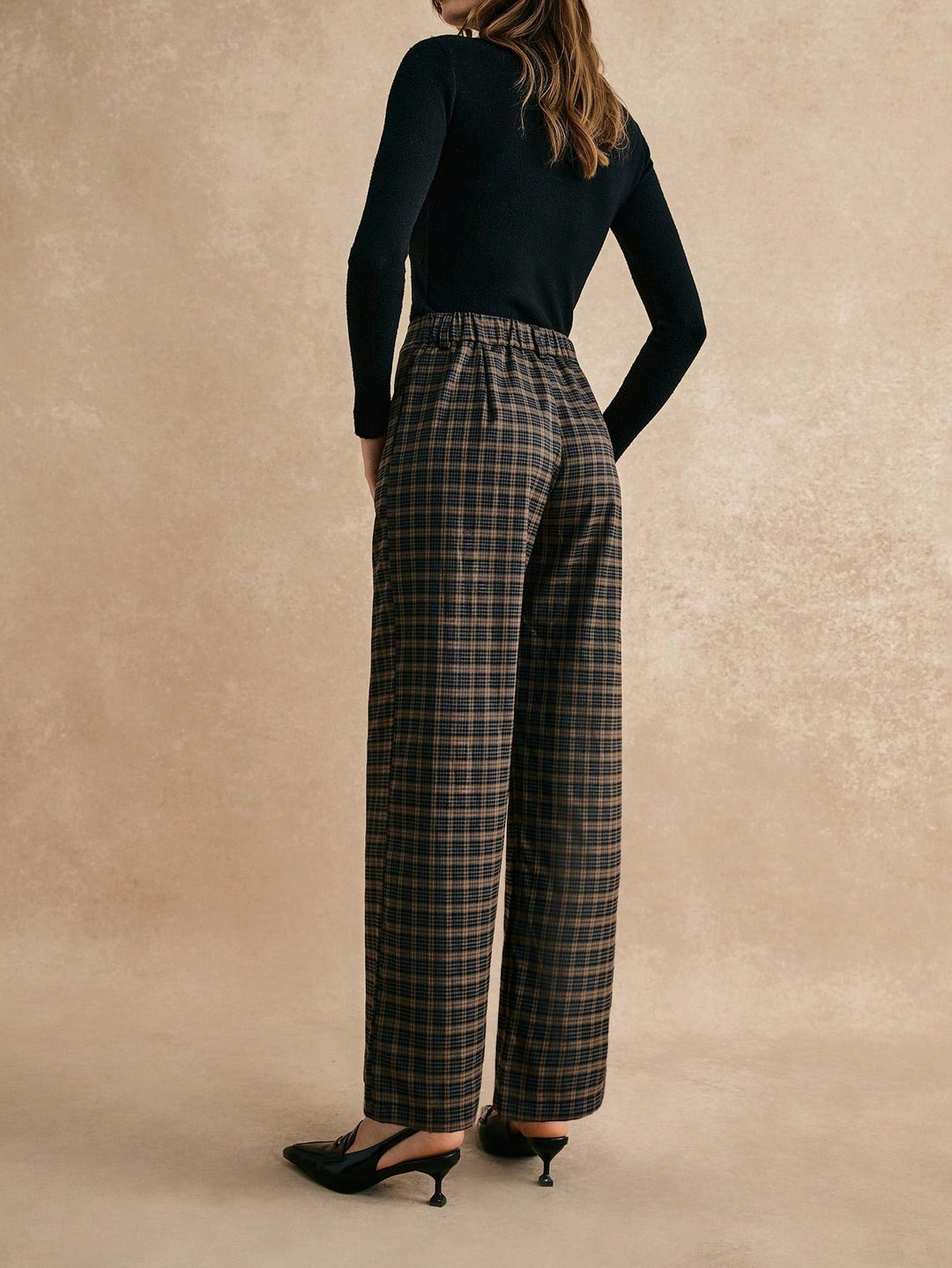 Grey High Waist Checkered Pant