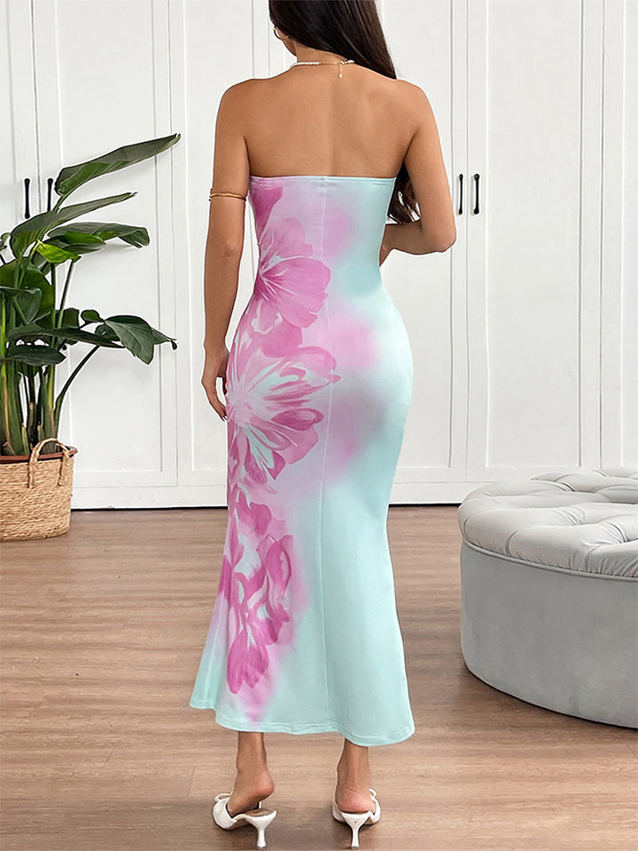 Multi Tube Floral Maxi Fitted Dress