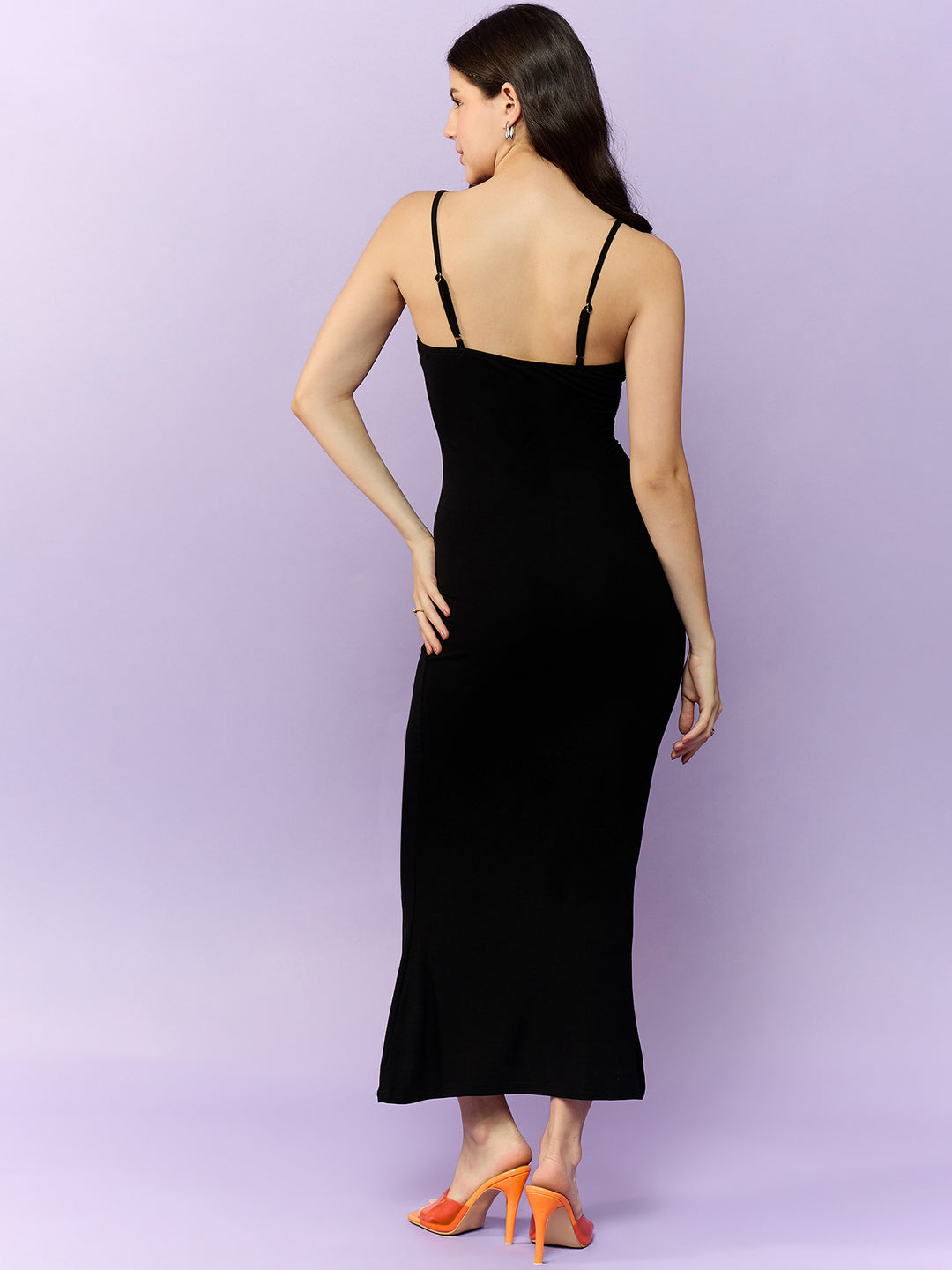 Black Strappy Fitted Maxi Dress