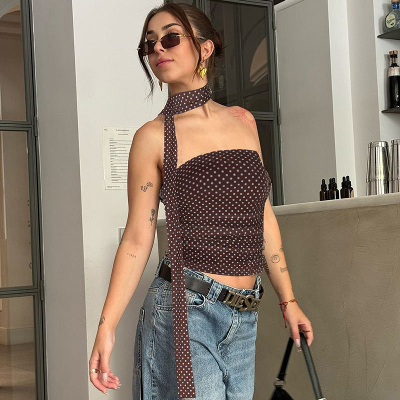 Brown Polka Dot Tube Camisole