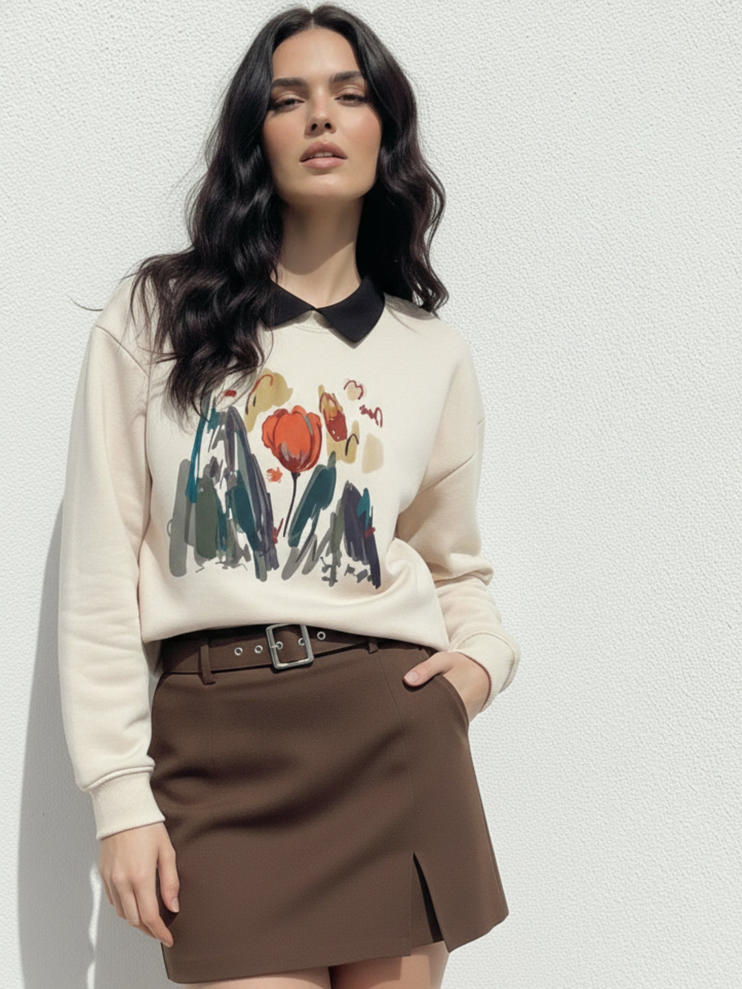 White Graphic Oversized Sweatshirt