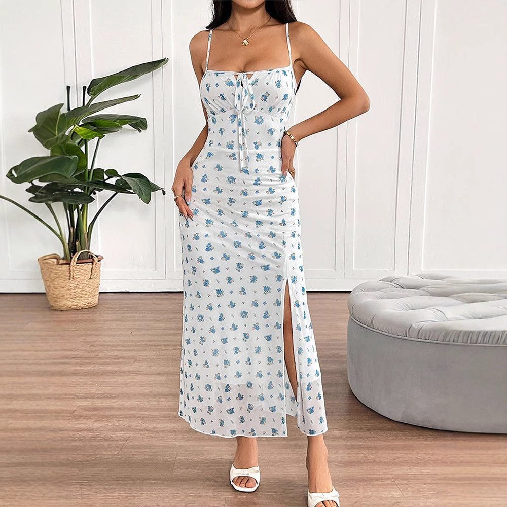 Multi Strappy Printed Maxi Dress