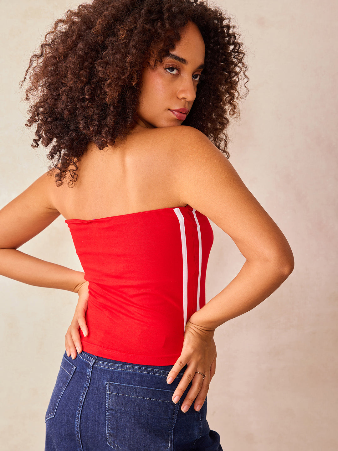 Red Tube Striped Top