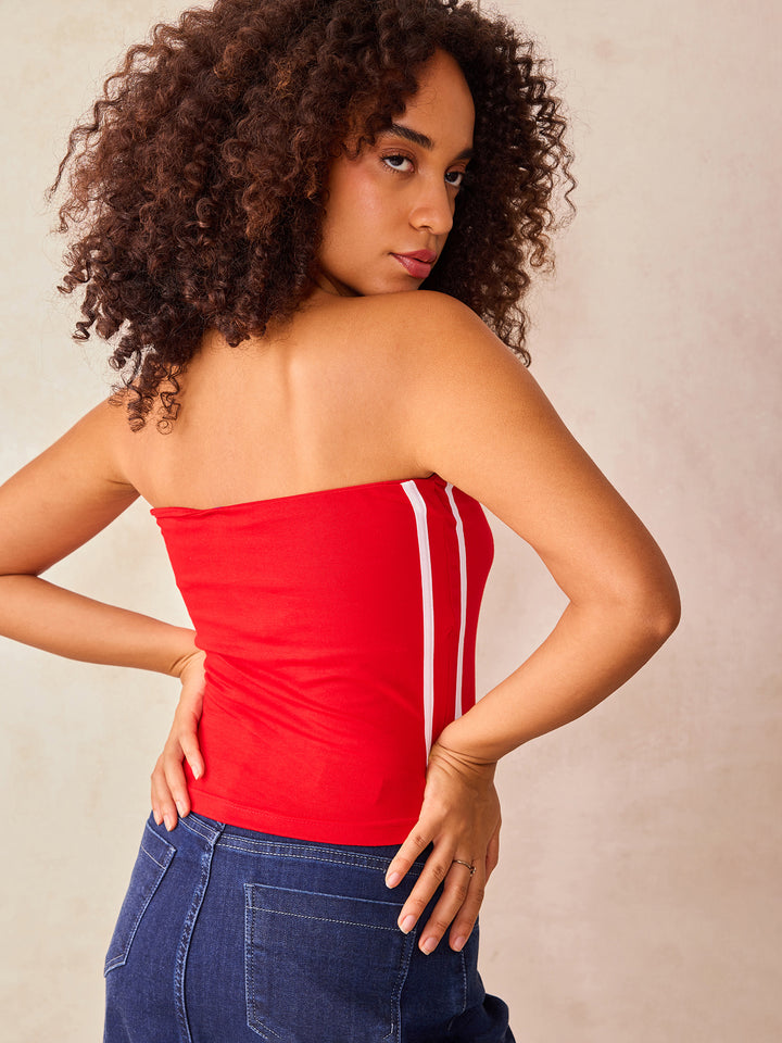 Red Tube Striped Top