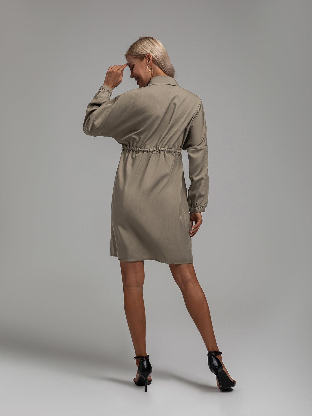 Khaki Utility Shirt Dress