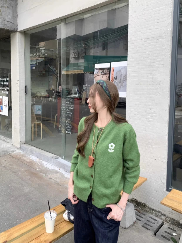 Olive Full Sleeve Front Buttoned Cardigan