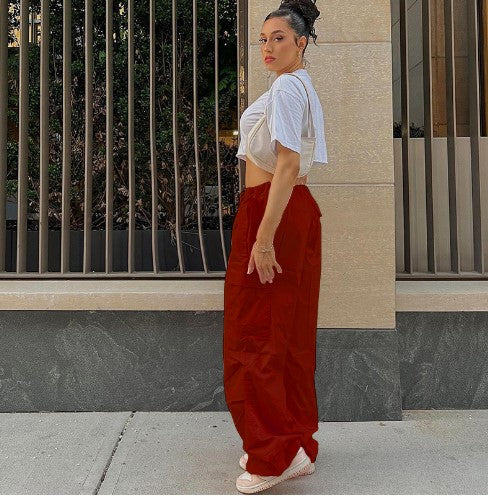 Wine Side Pocket Cargo Pants