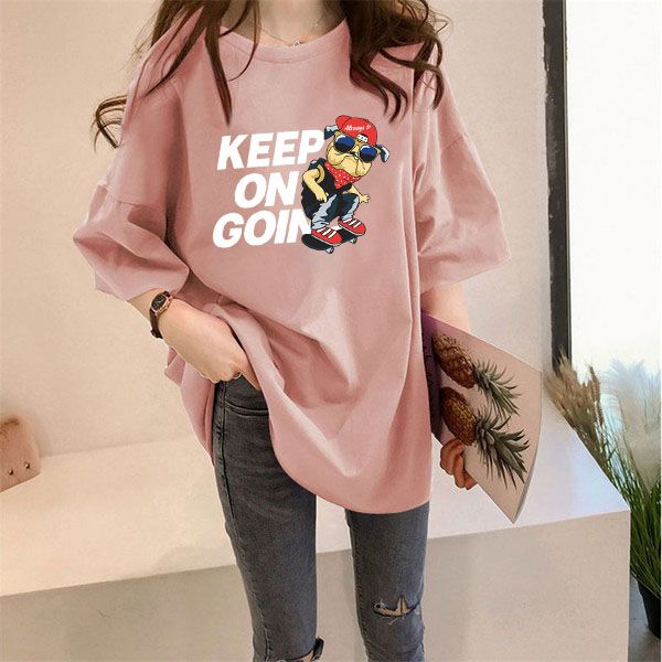 Pink Chest Print Graphic Tshirt