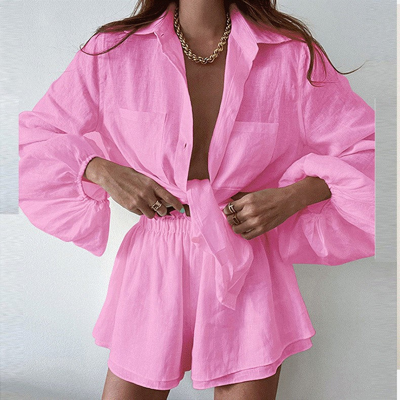 Pink Shirt With Wide Shorts Co-Ord Set