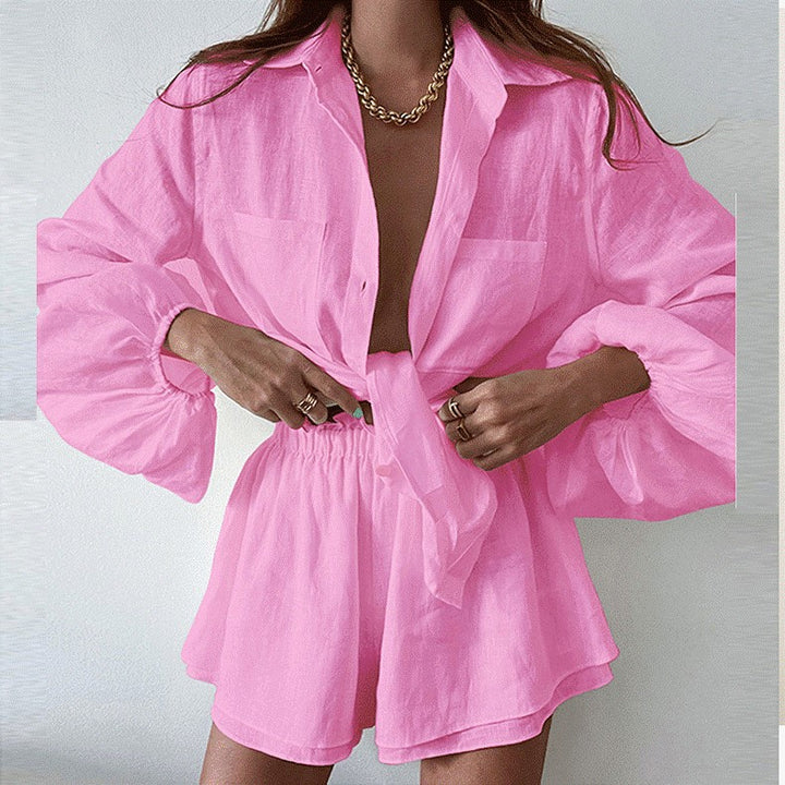 Pink Shirt With Wide Shorts Co-Ord Set