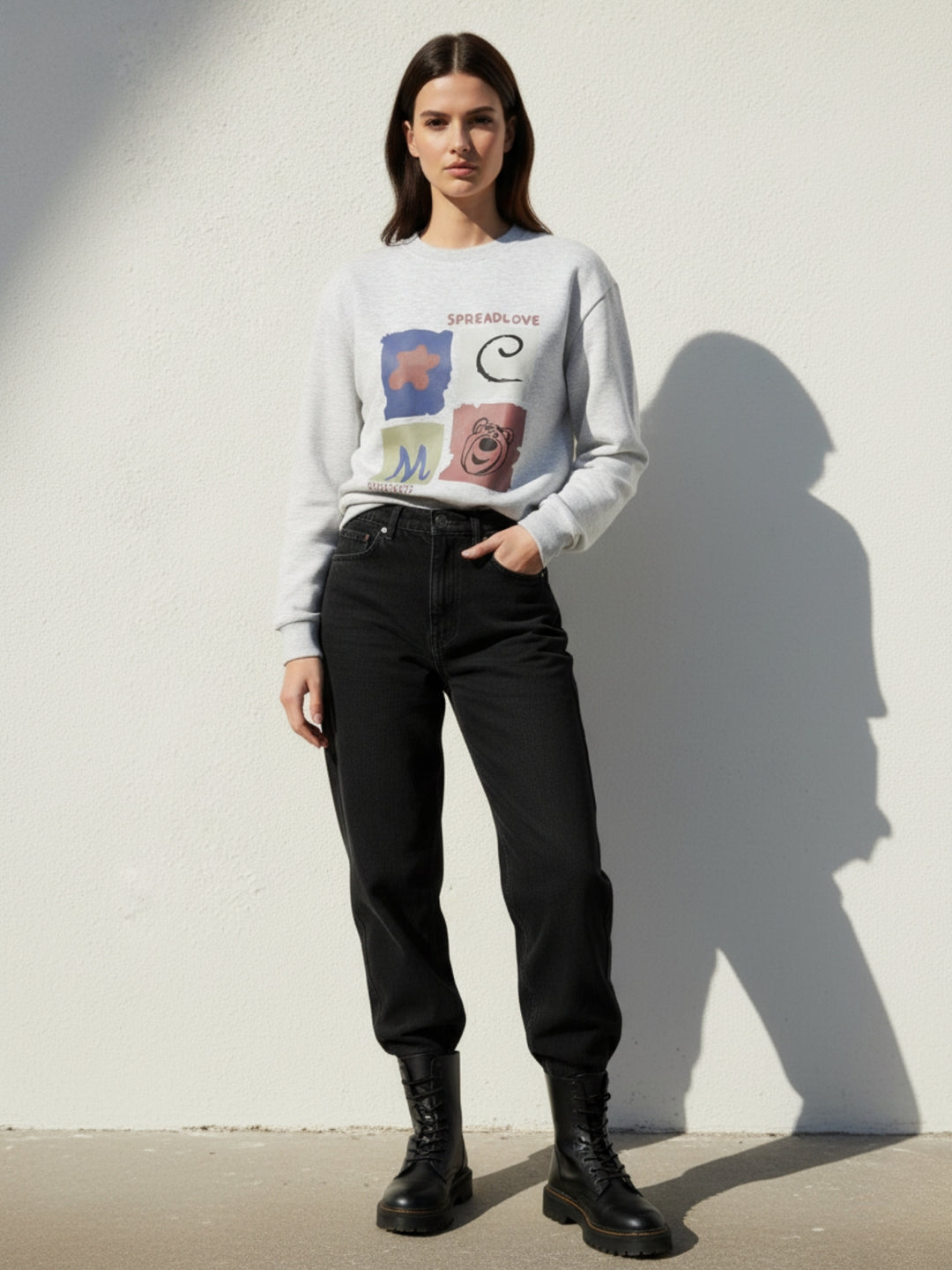 Grey Graphic Oversized Sweatshirt