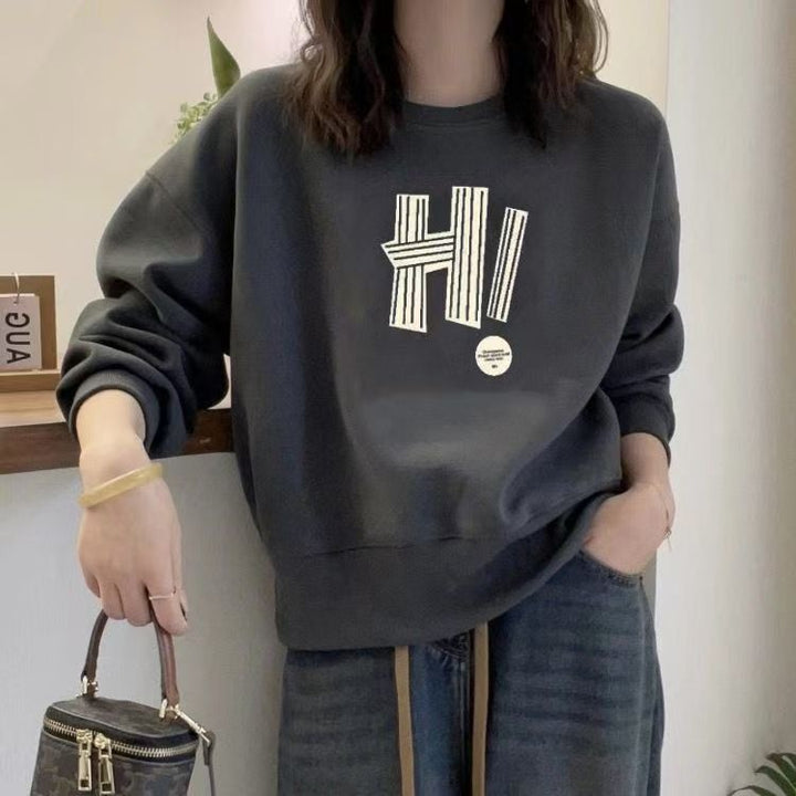 Grey Graphic Oversized Sweatshirt