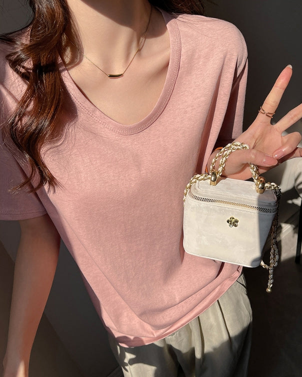 Pink Relaxed Fit Solid T-Shirt