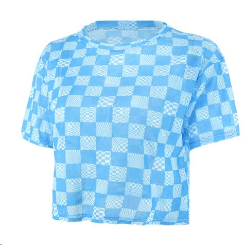 Blue Tie And Dye Printed Crop Tshirt