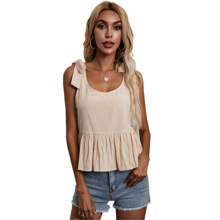 Khaki Shoulder Tie-Up Top