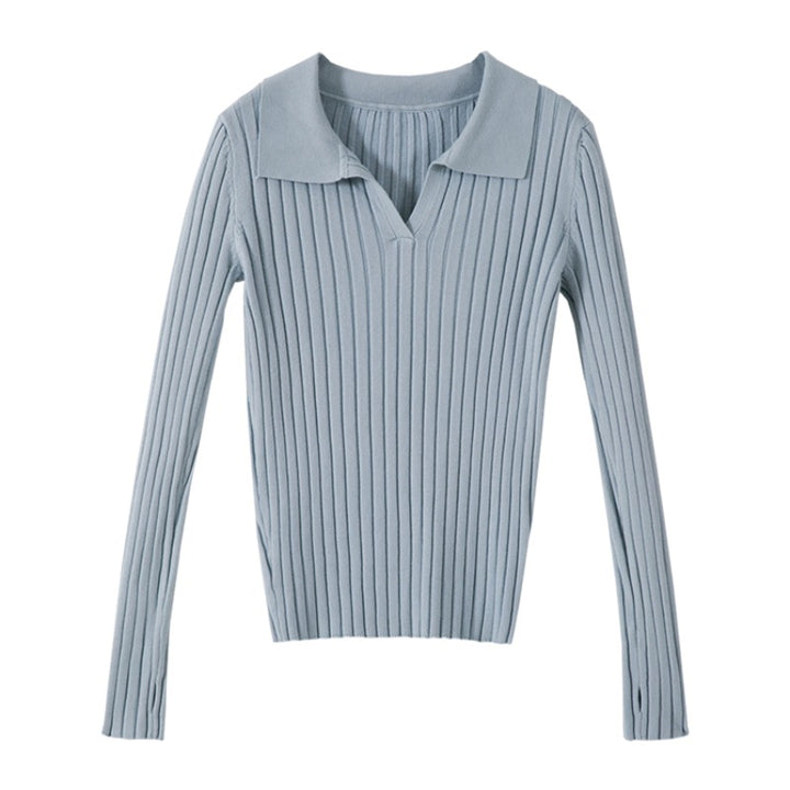 Grey Full Sleeve Collared Fitted Top