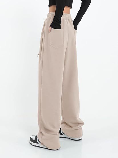 Khaki Elasticated Wide Leg Joggers