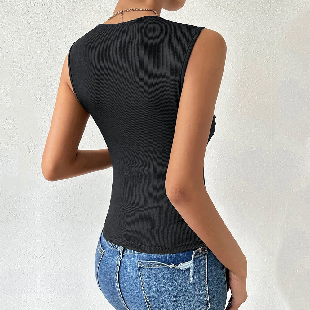 Black Wide Shoulder Strap Top