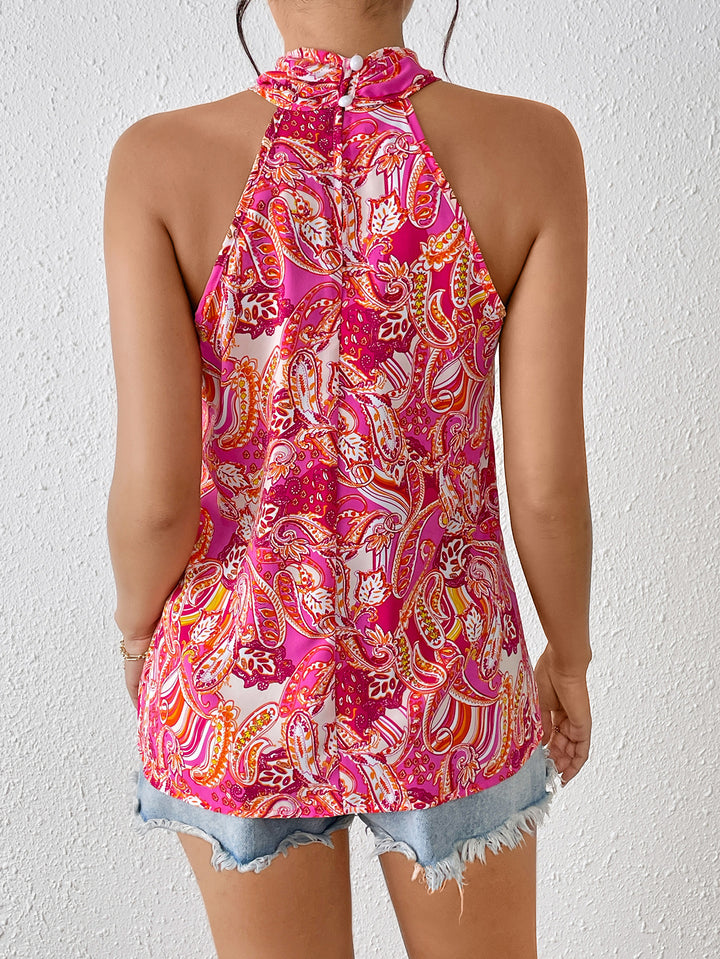 Pink Printed Halter Neck Top