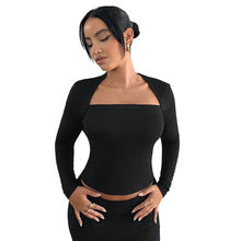Black Wide Square Neck Fitted Top