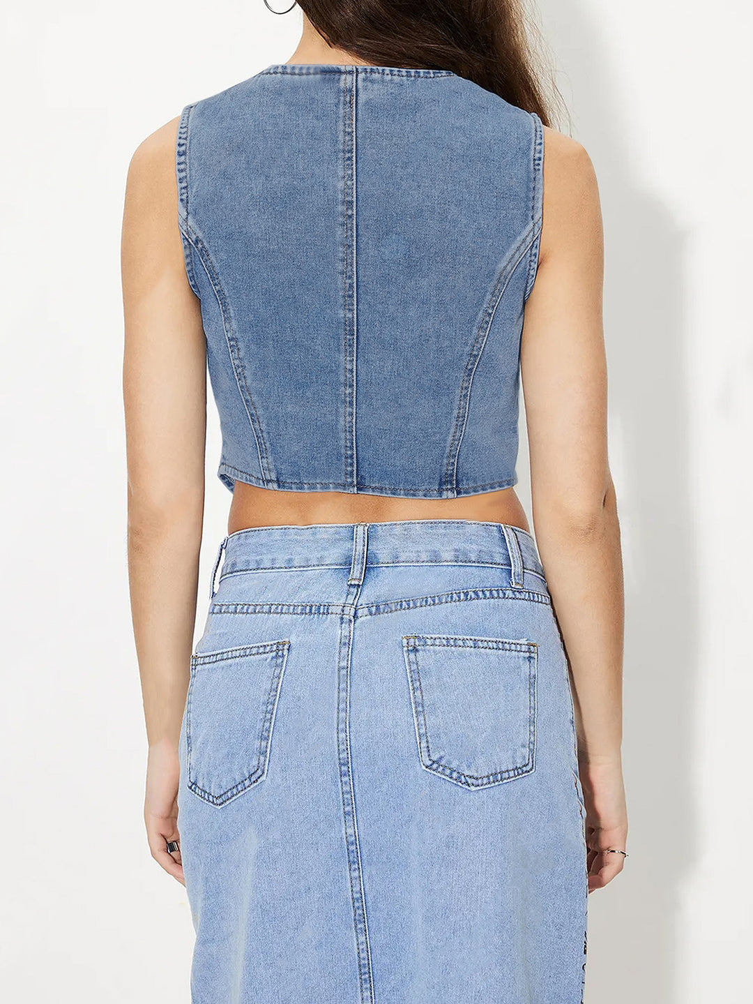 Blue Denim Vest Top