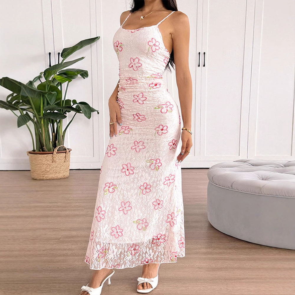Multi Strappy Printed Maxi Dress