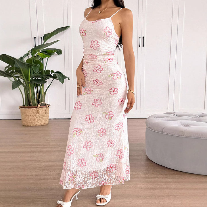 Multi Strappy Printed Maxi Dress