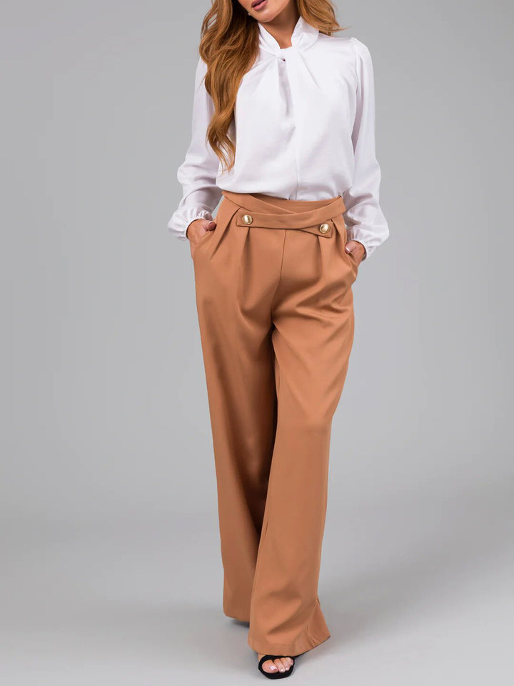 Orange Cross Band Waist Wide Leg Trouser