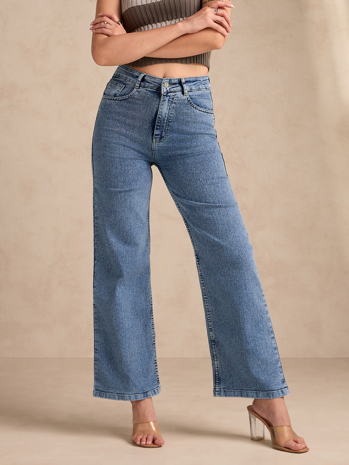 Blue Original High-Rise Stretchable Wide Leg Jeans