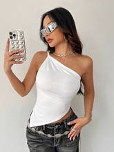 White One Twisted Shoulder Asymmetrical Top