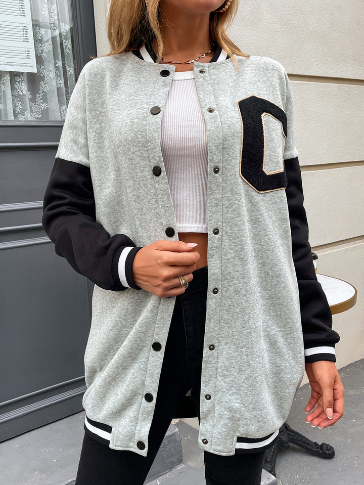 Grey Full Sleeve Varcity Style Jacket