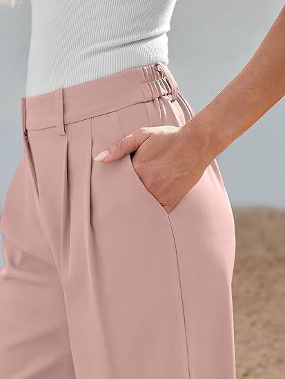 Pink Wide Leg Pleated Pants