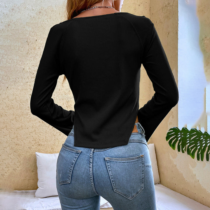 Black Bell Sleeve Side Slit Top