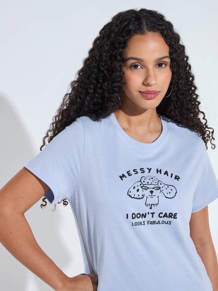Lilac Short Sleeves Crew Neck T-Shirt