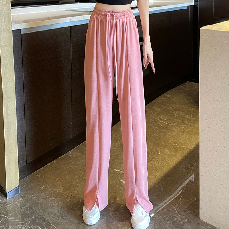 Pink Slit Hem Sweatpants