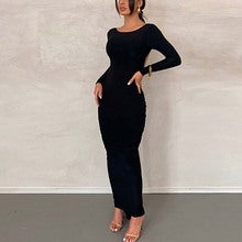 Black Full Sleeveed Backless Bodycon Dress