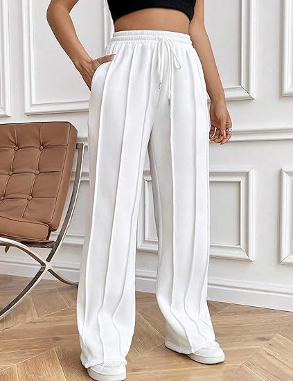 White Elasticated Regular Fit Drawstring Joggers