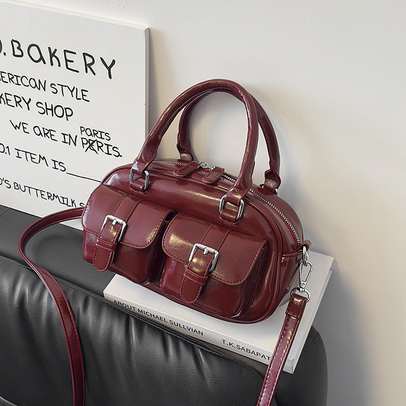 Wine Double Pocket Crossbody Bag