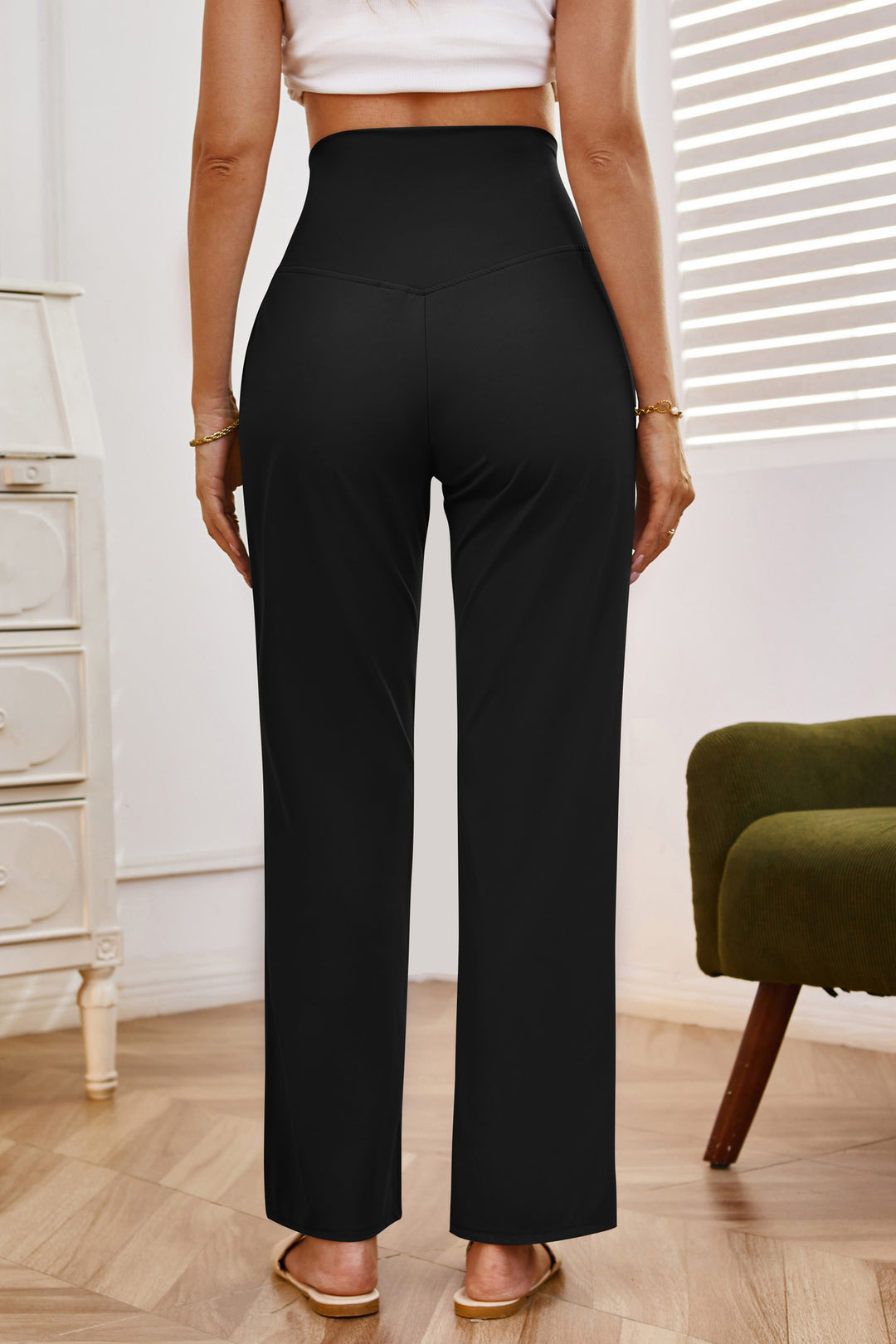 Black Elasticated Wide Leg Pants