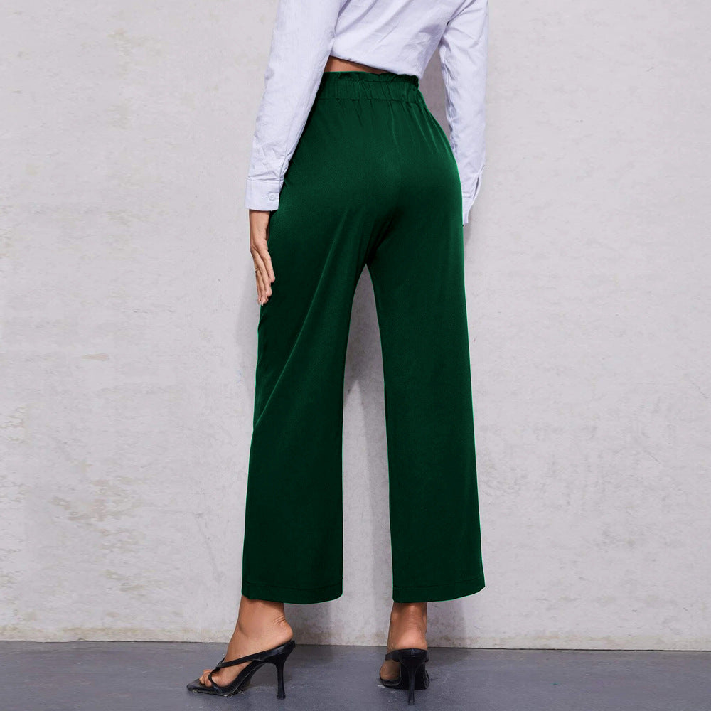 Green High Waist Ruffle Pant