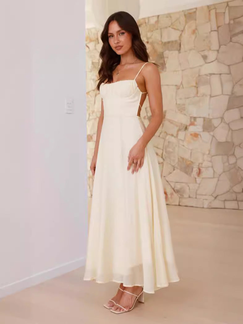 White Bustier Top Flowy Dress