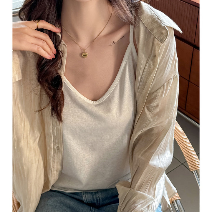 White Scoop Neck Relaxed Fit Camisole